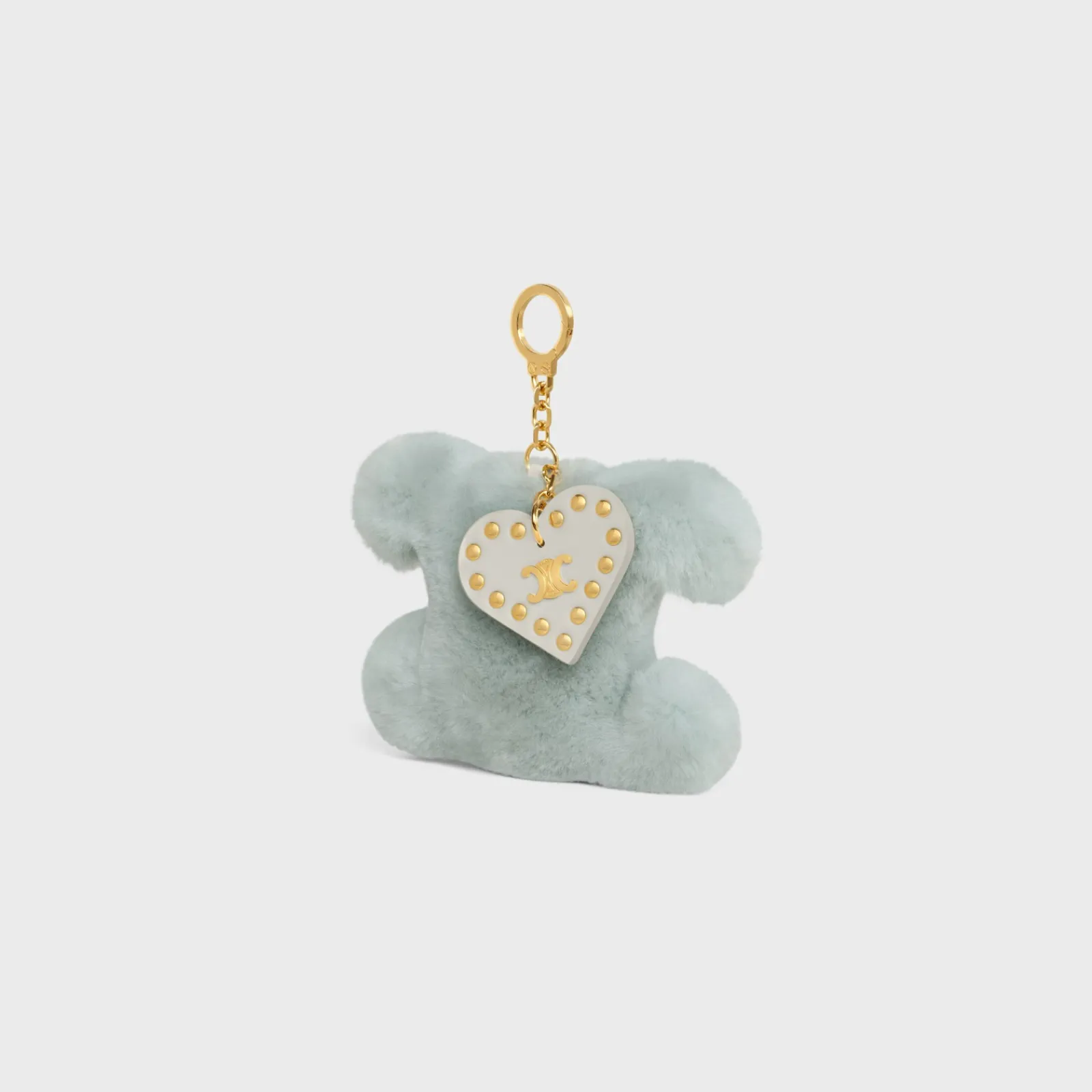 Best TRIOMPHE pom-pom keyring with HEART in SHEARLING AND CALFSKIN with GOLD FINISHING Women Categories·Straps And Accessories