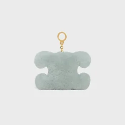 Best TRIOMPHE pom-pom keyring with HEART in SHEARLING AND CALFSKIN with GOLD FINISHING Women Categories·Straps And Accessories