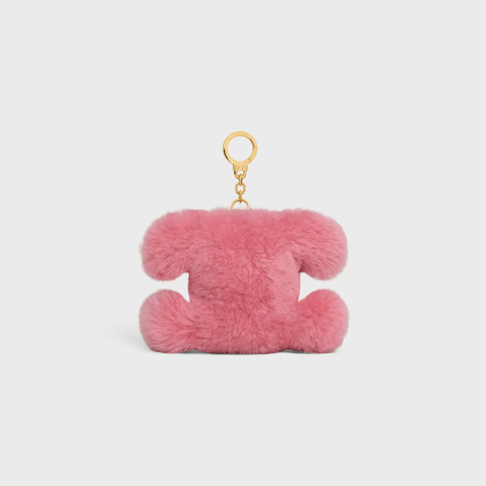 Fashion TRIOMPHE pom-pom keyring with HEART in SHEARLING AND CALFSKIN with GOLD FINISHING Women Categories·Straps And Accessories