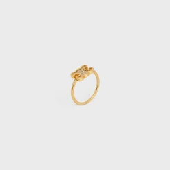 New Triomphe Rhinestone Small Ring in Brass with Finish and Crystals Women Triomphe | Categories·Rings