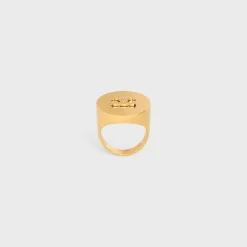 Fashion Triomphe Signet Ring in Brass with Finish Women Triomphe | Categories·Rings