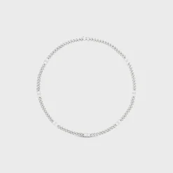 Discount Triomphe Small Gourmette Necklace in Brass with Rhodium Finish Necklaces
