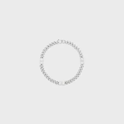 Clearance Triomphe Small Gourmette Bracelet in Brass with Rhodium Finish Bracelets & Rings