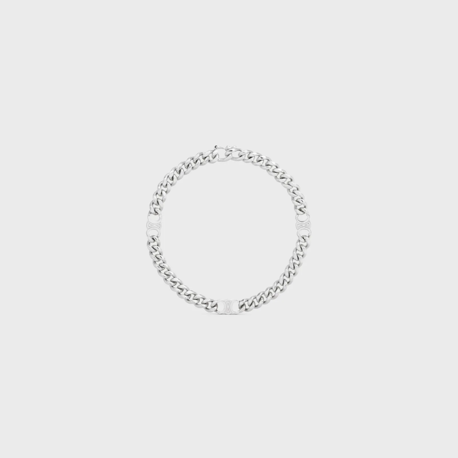 Clearance Triomphe Small Gourmette Bracelet in Brass with Rhodium Finish Bracelets & Rings