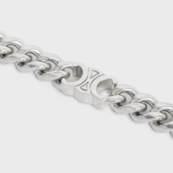 Clearance Triomphe Small Gourmette Bracelet in Brass with Rhodium Finish Bracelets & Rings