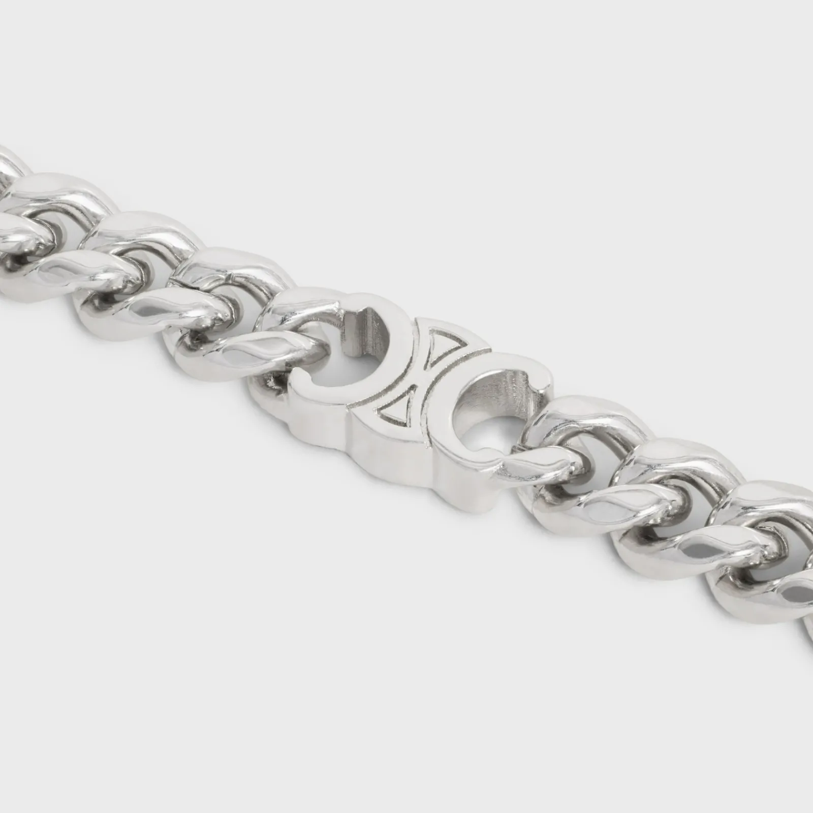 Clearance Triomphe Small Gourmette Bracelet in Brass with Rhodium Finish Bracelets & Rings