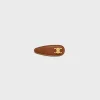 Best Triomphe Snap Hair Clip in Calfskin, Brass with Gold Finish and Steel Women Hair Accessories