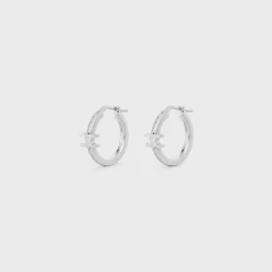 Discount Triomphe Sparkle Hoops in Strass and Brass with Rhodium Finish Women Triomphe | Categories·Earrings