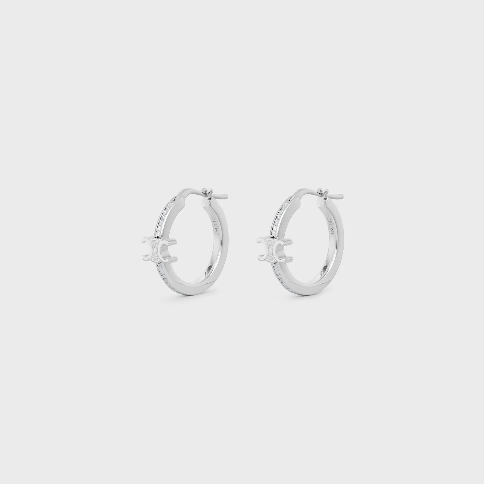 Discount Triomphe Sparkle Hoops in Strass and Brass with Rhodium Finish Women Triomphe | Categories·Earrings