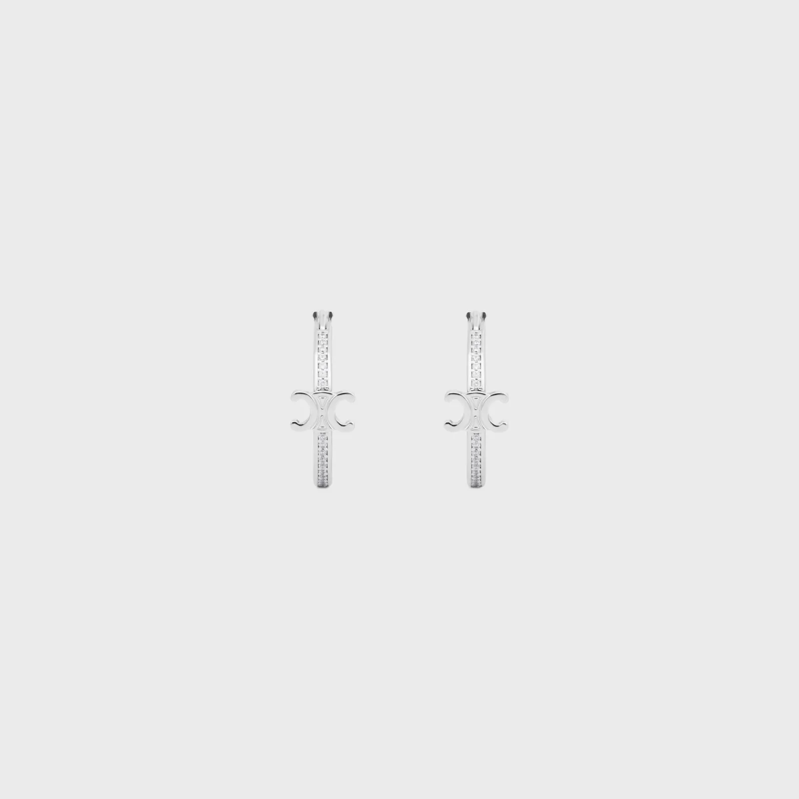 Discount Triomphe Sparkle Hoops in Strass and Brass with Rhodium Finish Women Triomphe | Categories·Earrings
