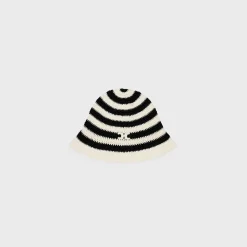 Clearance triomphe striped cloche beanie in crocheted cotton Women Beanies And Scarves