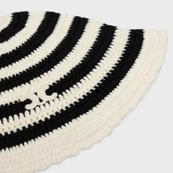 Clearance triomphe striped cloche beanie in crocheted cotton Women Beanies And Scarves