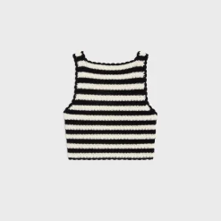 Hot triomphe striped crop top in crocheted cotton Women Knitwear