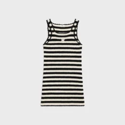 Outlet triomphe striped mini dress in crocheted cotton Women Knitwear | Dresses And Skirts