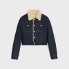Discount trucker Sherpa jacket in raw wash denim Women Jackets