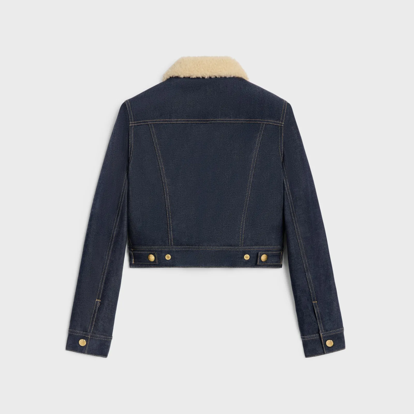 Discount trucker Sherpa jacket in raw wash denim Women Jackets