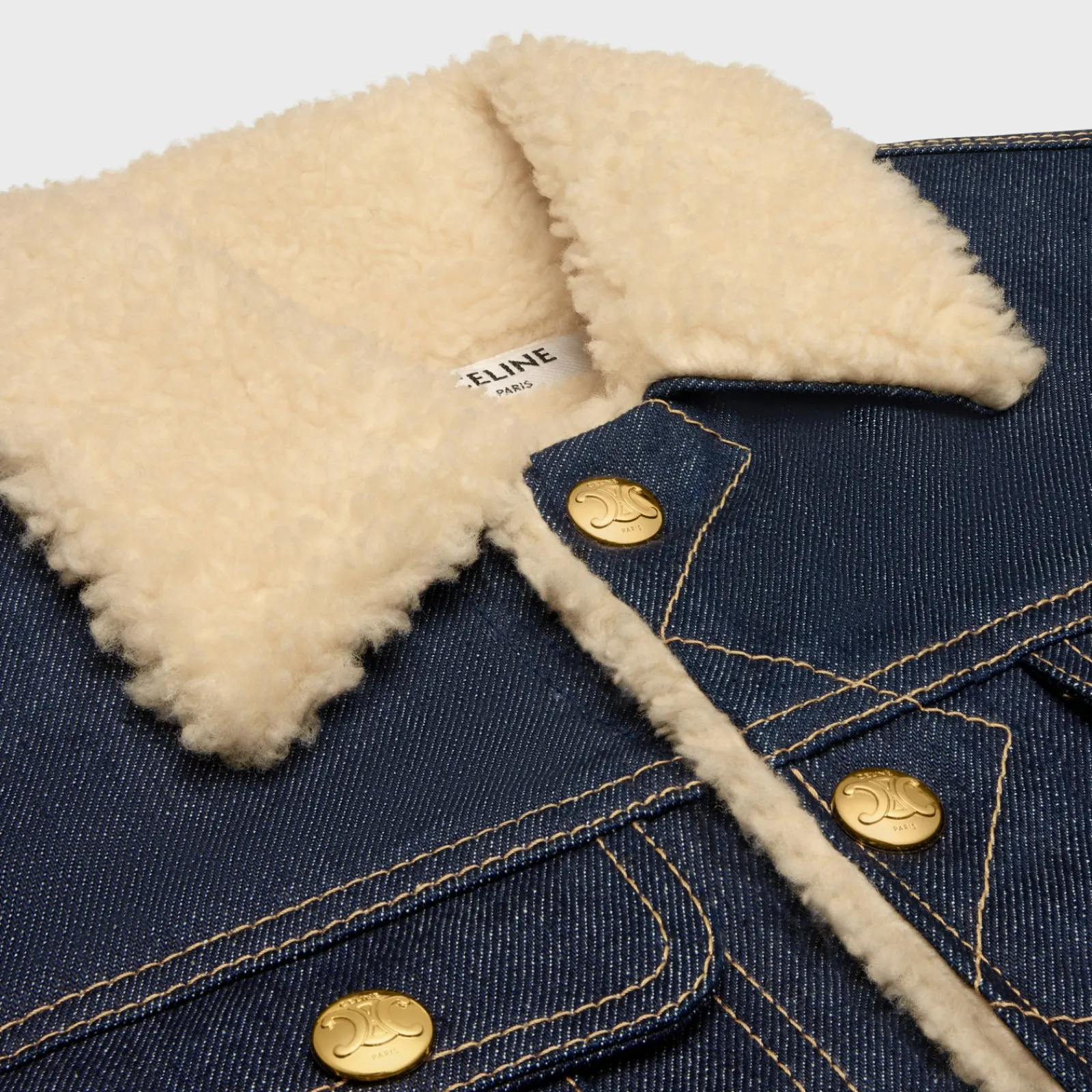 Discount trucker Sherpa jacket in raw wash denim Women Jackets