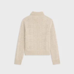 Clearance turtleneck sweater in Shetland pointelle Women Knitwear