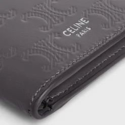 Clearance VERTICAL CARD HOLDER in Calfskin with triomphe embossed Categories·Oin And Card Holders