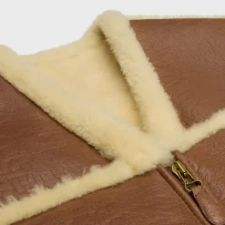Online vintage-finish vest in shearling Women Leather And Shearling
