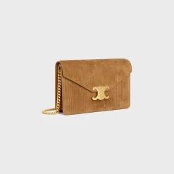 Outlet WALLET ON CHAIN MARGO in STRIPED SUEDE CALFSKIN Women Margo