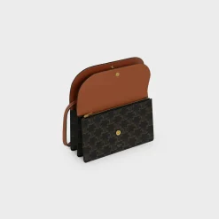 Clearance Wallet on strap in Triomphe Canvas and Smooth Lambskin Women Triomphe Canvas