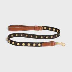 Clearance Wide Dog Leash in Triomphe Canvas and Calfskin with Studs Dog Accessories