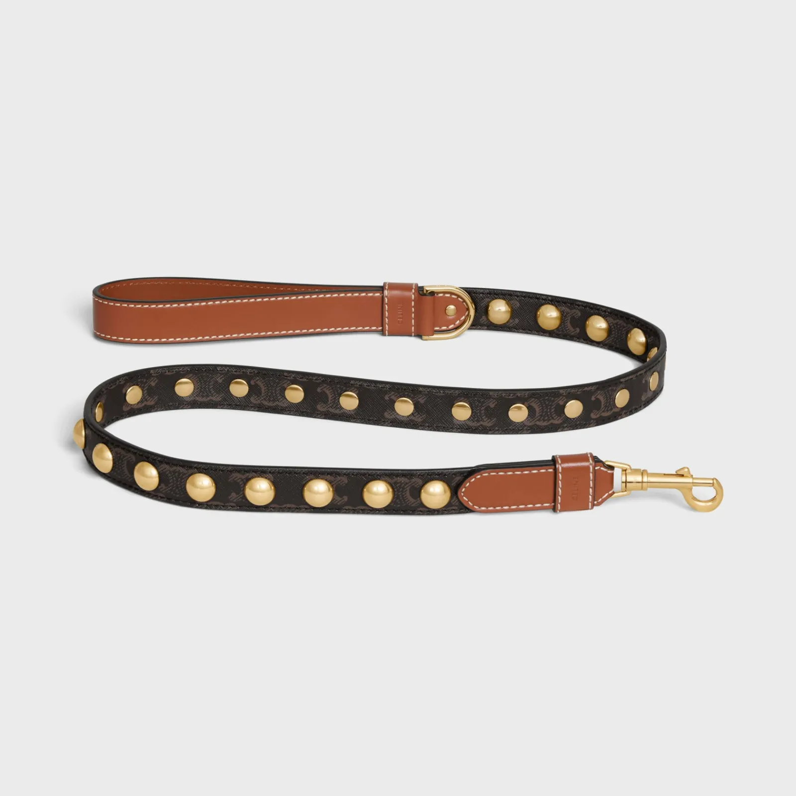 Clearance Wide Dog Leash in Triomphe Canvas and Calfskin with Studs Dog Accessories