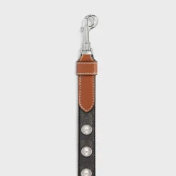 Clearance Wide Dog Leash in Triomphe Canvas and Calfskin with Studs Dog Accessories