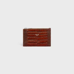 Discount Zipped Card Holder in CROCODILE EMBOSSED CALFSKIN Essentials | Categories·Oin And Card Holders