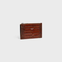 Discount Zipped Card Holder in CROCODILE EMBOSSED CALFSKIN Essentials | Categories·Oin And Card Holders