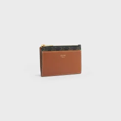 Hot Zipped Card Holder in Triomphe Canvas and Lambskin Women Triomphe Canvas | Categories·Coin And Card Holders