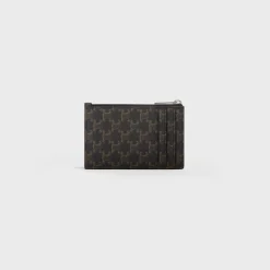 Discount Zipped Card Holder in Triomphe Canvas and Lambskin Triomphe Canvas | Essentials