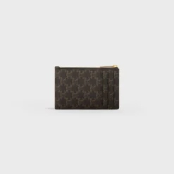 Hot Zipped Card Holder in Triomphe Canvas and Lambskin Women Triomphe Canvas | Categories·Coin And Card Holders