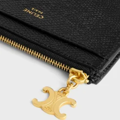 Sale ZIPPED CARD HOLDER TRIOMPHE CHARMS in GRAINED CALFSKIN Women Triomphe | Categories·Wallets