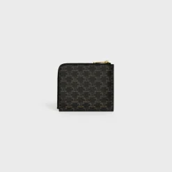 Sale Zipped Purse with removable card holder in Triomphe Canvas and Lambskin Triomphe Canvas | Essentials